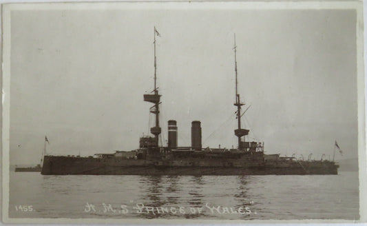 Vintage Warship Postcard of The H.M.S. Prince of Wales