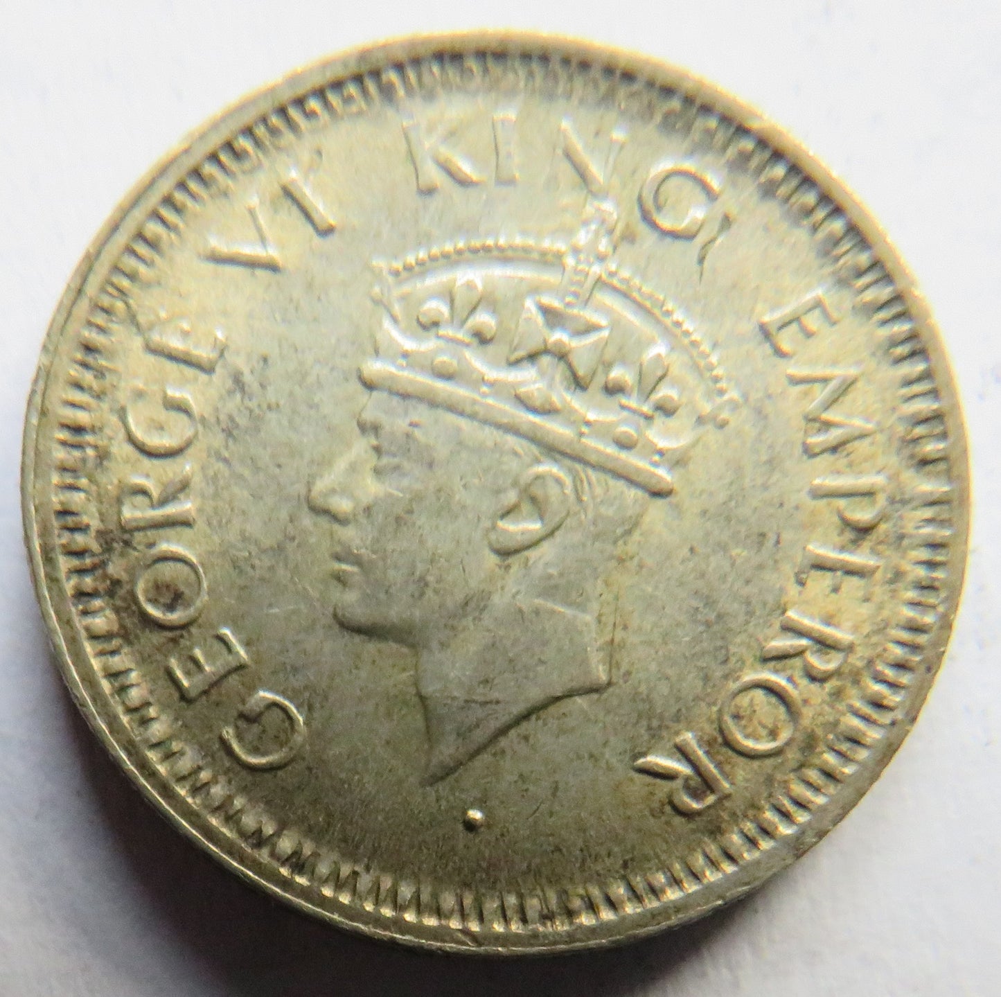 1944 King George VI India Silver 1/4 Rupee Coin