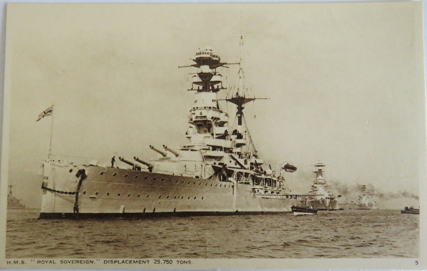 Vintage Warship Postcard of The H.M.S. "Royal Sovereign"