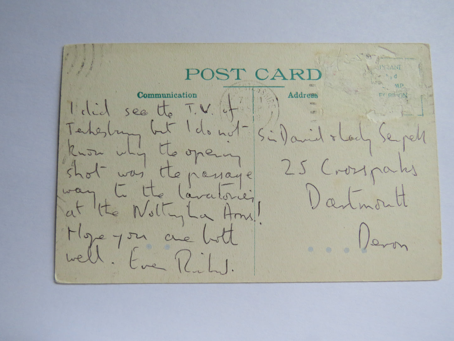 Vintage Postcard of Mouth of the Dart