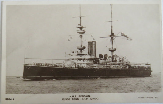 Vintage Warship Postcard of The H.M.S. Renown