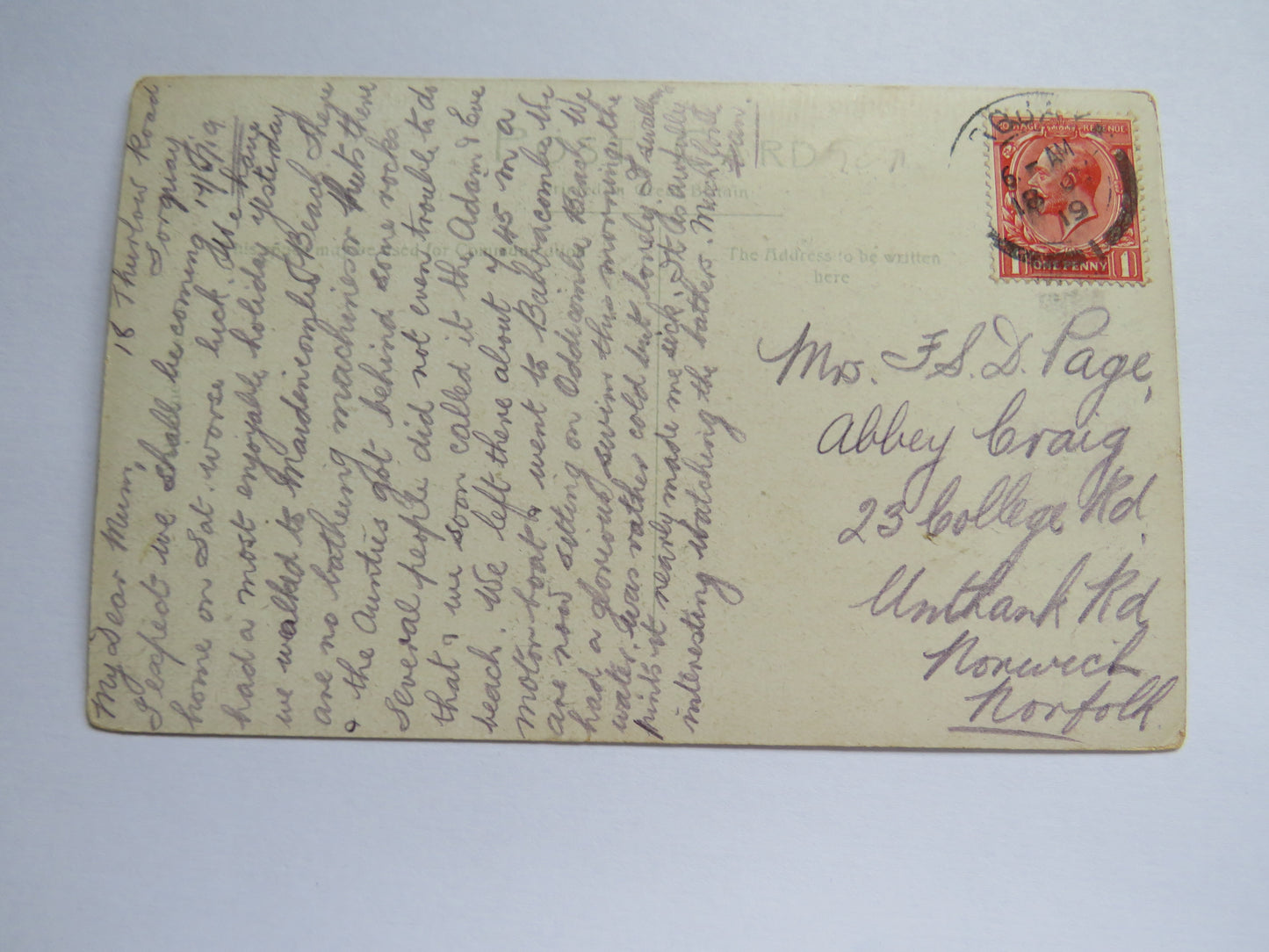 Vintage Postcard of Rock Walk Gardens, Toquay, Devon, 1919