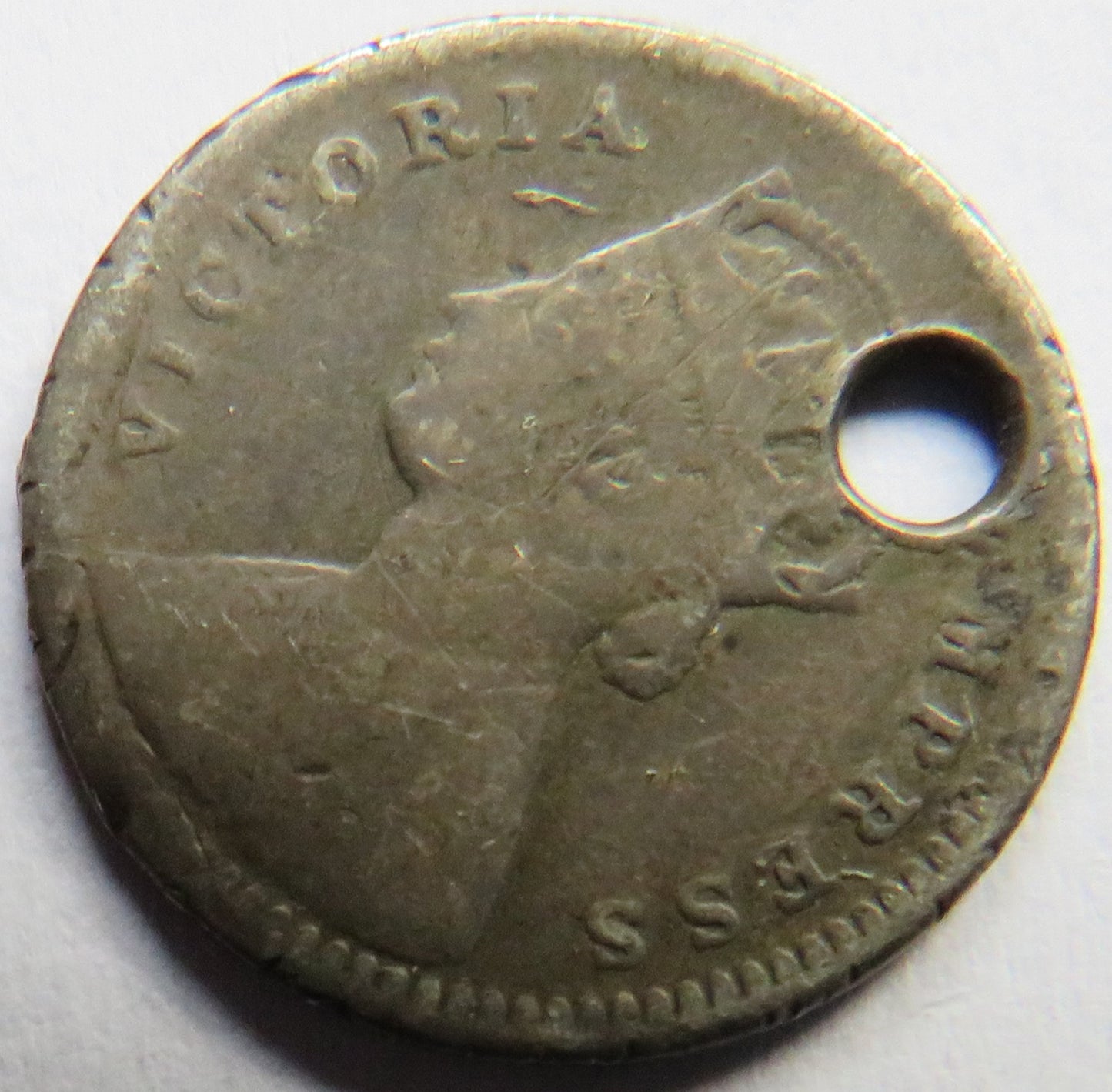 Antique India Silver 2 Annas Coin Made Into Love Token / Pendant