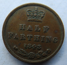 Load image into Gallery viewer, 1843 Queen Victoria Half Farthing Coin Great Britain
