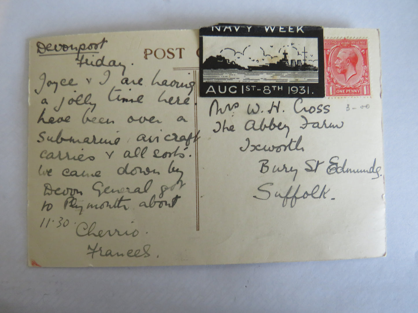 Vintage Warship Postcard of The H.M.S. "Rodney" Battleship