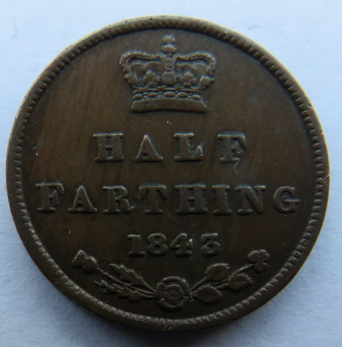 1843 Queen Victoria Half Farthing Coin Great Britain
