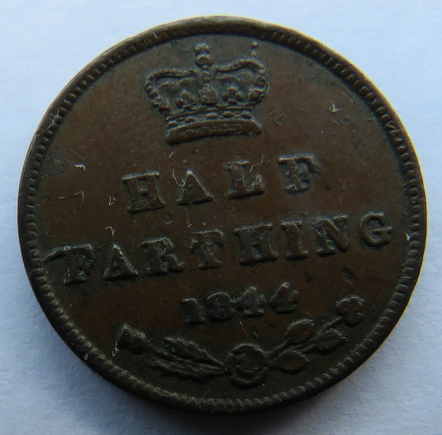 1844 Queen Victoria Half Farthing Coin Great Britain