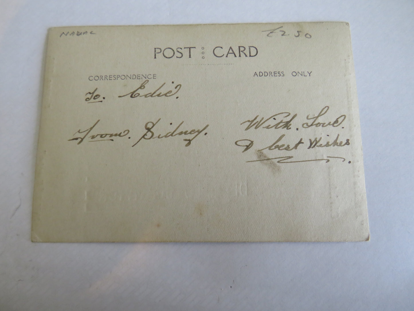 Vintage Warship Postcard of The H.M.S. "Europa" Christmas Greetings