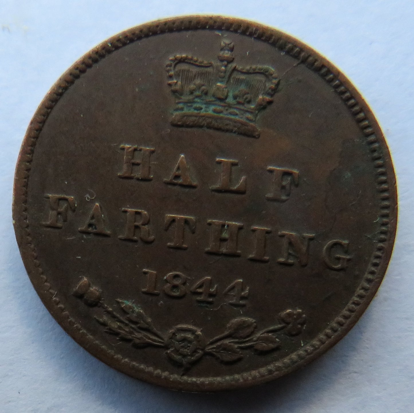 1844 Queen Victoria Half Farthing Coin Great Britain