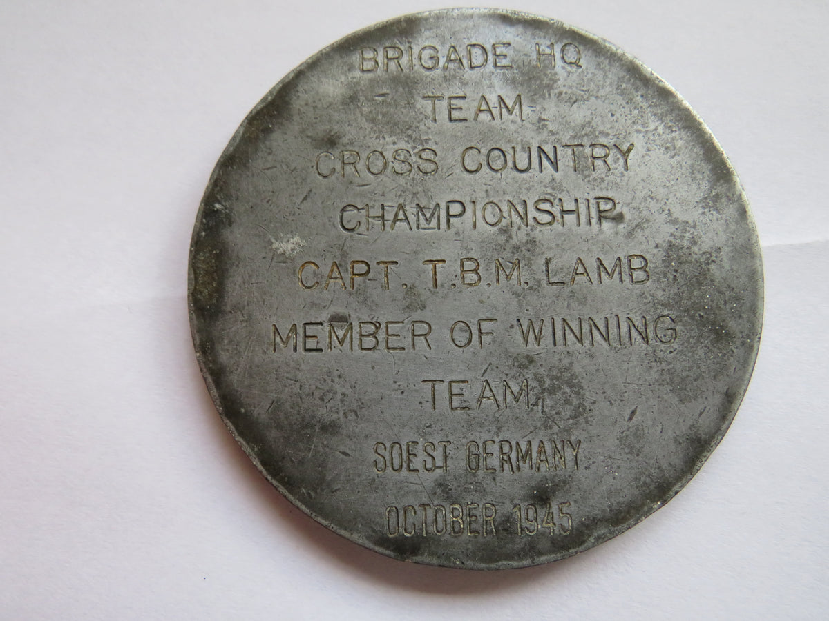 56th Infantry Brigade Cross Country Large Medal Soest Germany 1945 Capt T.B.M. Lamb