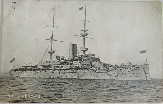 Vintage Warship Postcard of The H.M.S. Renown 1904