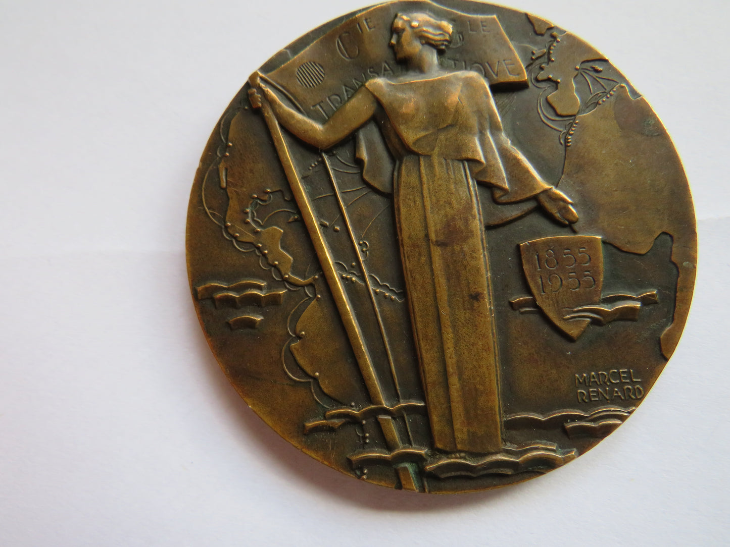1855-1955 Transatlantique Centenary Large French Medal By Marcel Renard