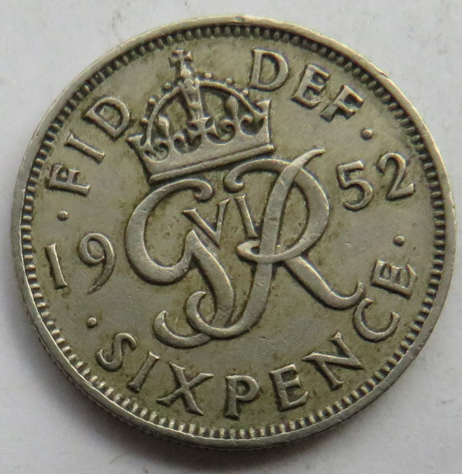 1952 King George VI Sixpence Coin Scarce Date - Great Britain