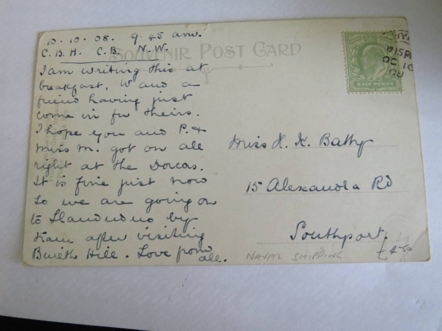 Vintage Warship Postcard of The H.M.S. "King Edward VII" 1908