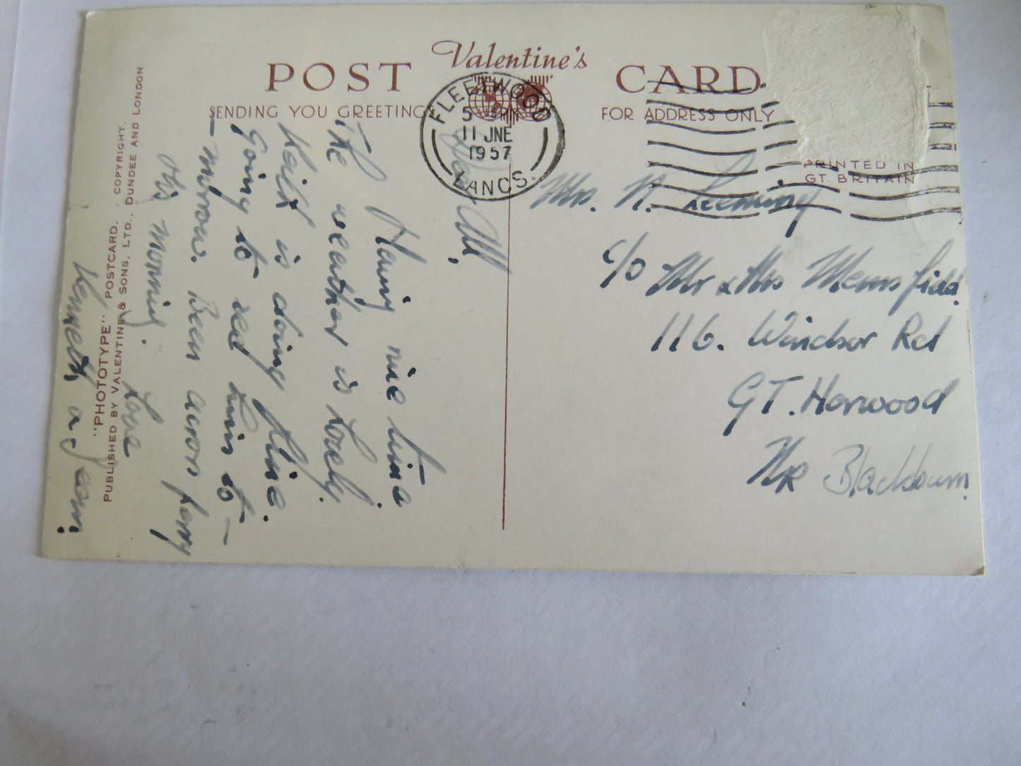 Vintage Postcard of Knott End Ferry, Fleetwood