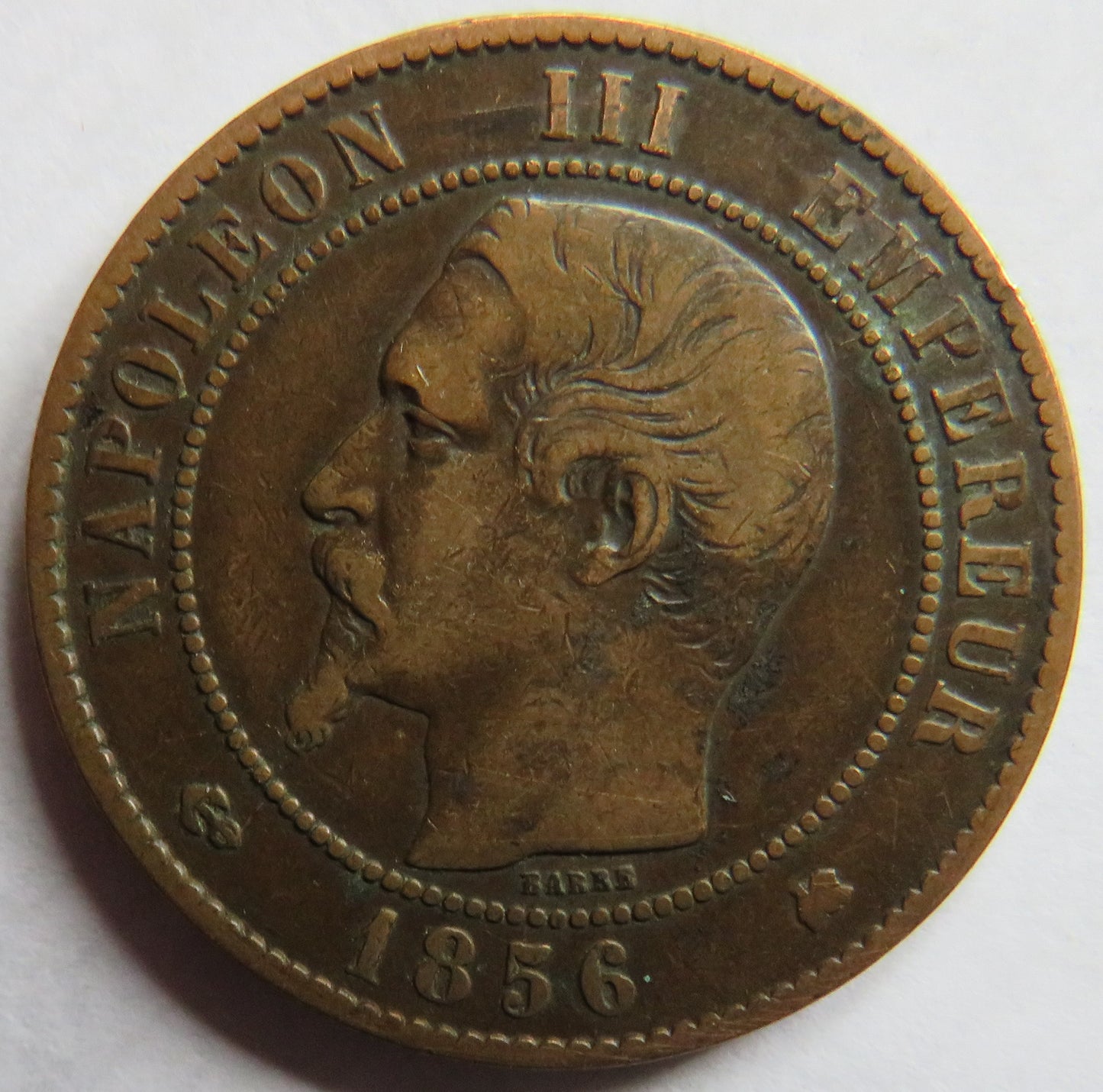 1856-K France Napoleon III 10 Centimes Coin