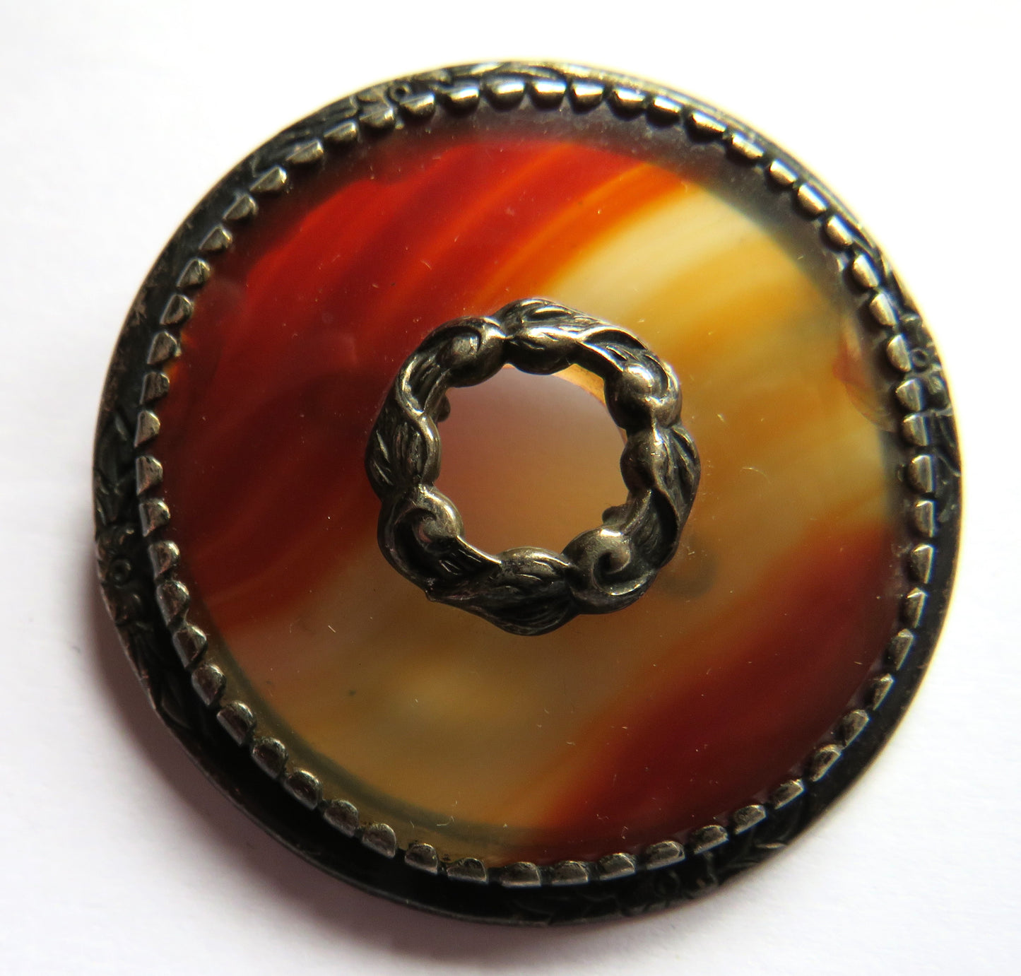 Vintage Scottish Agate & Silver Brooch (Pin Missing)