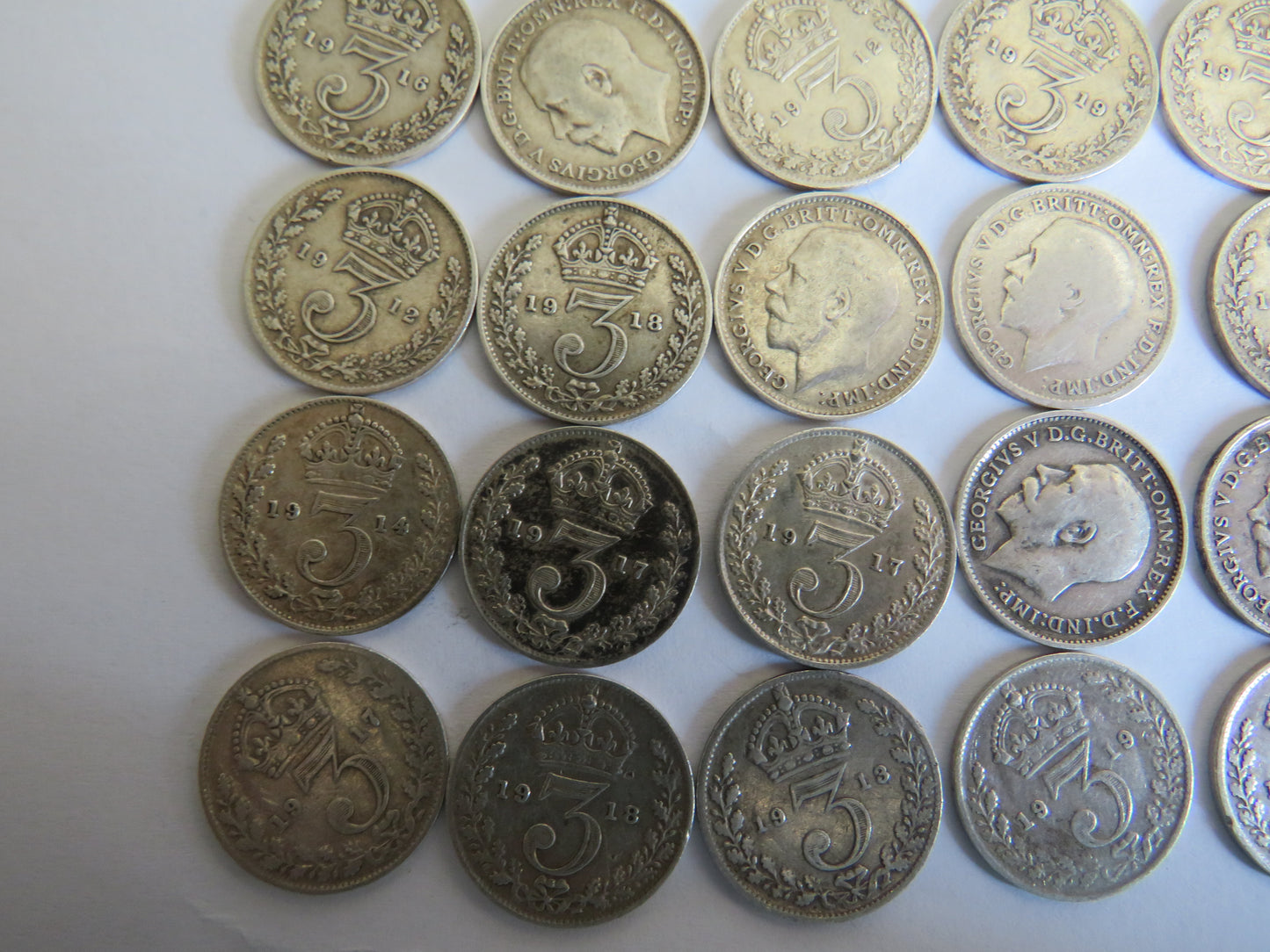 Collection of 25 Pre 1920 Silver Threepence Coins From Great Britain