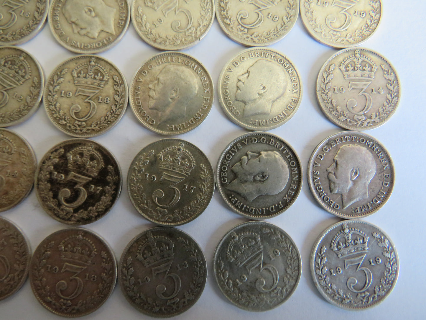 Collection of 25 Pre 1920 Silver Threepence Coins From Great Britain