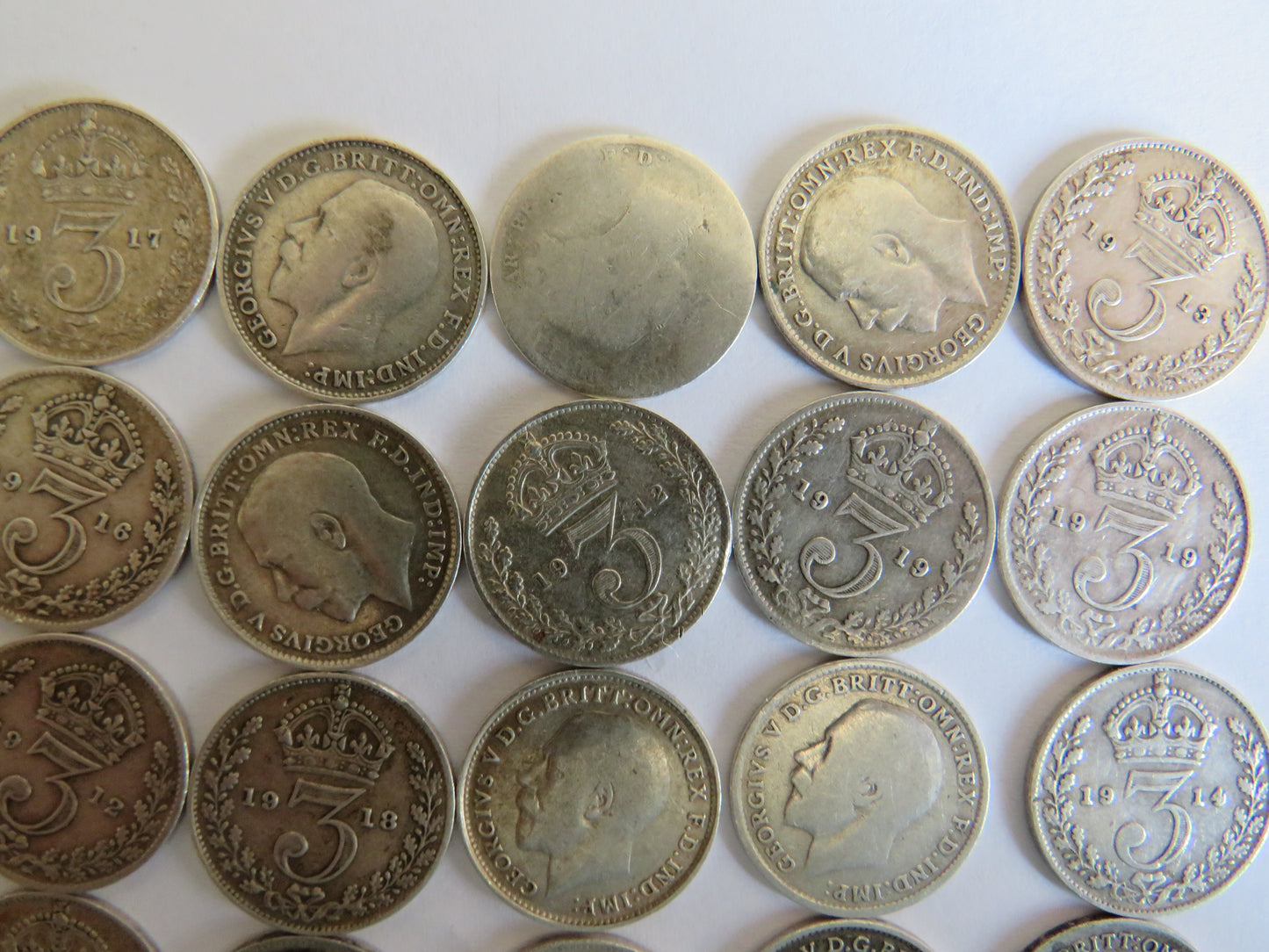 Collection of 25 Pre 1920 Silver Threepence Coins From Great Britain
