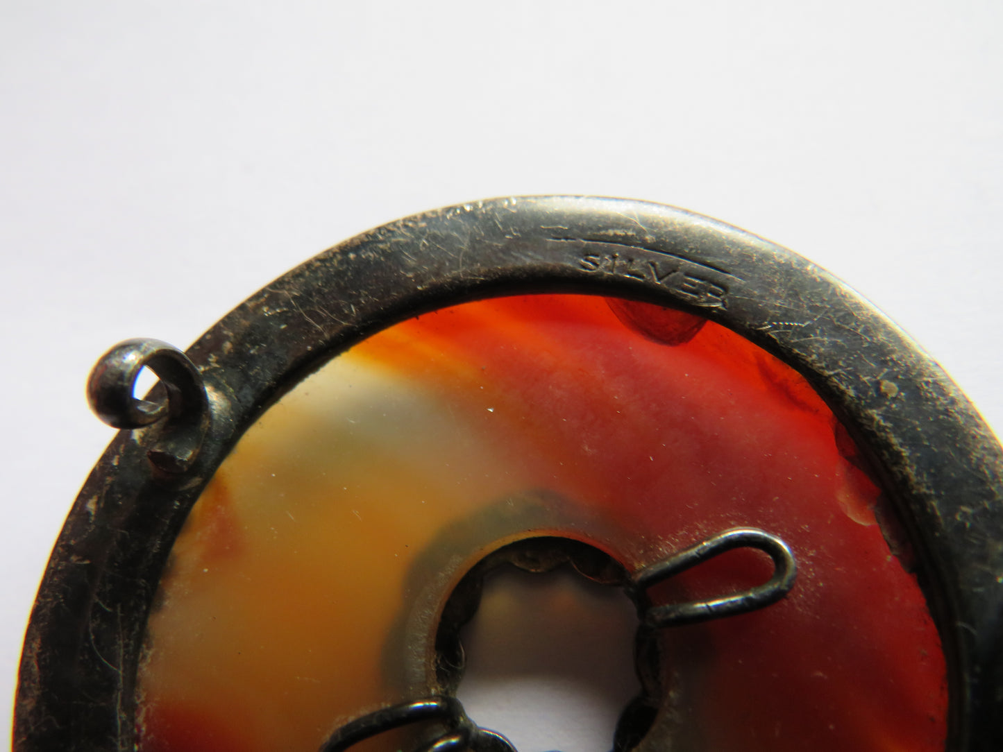 Vintage Scottish Agate & Silver Brooch (Pin Missing)