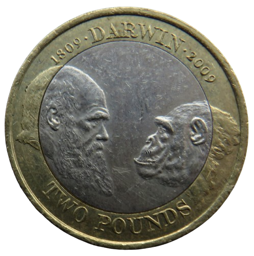 2009 £2 Two Pound Coin Commemorating Charles Darwin 1809-2009