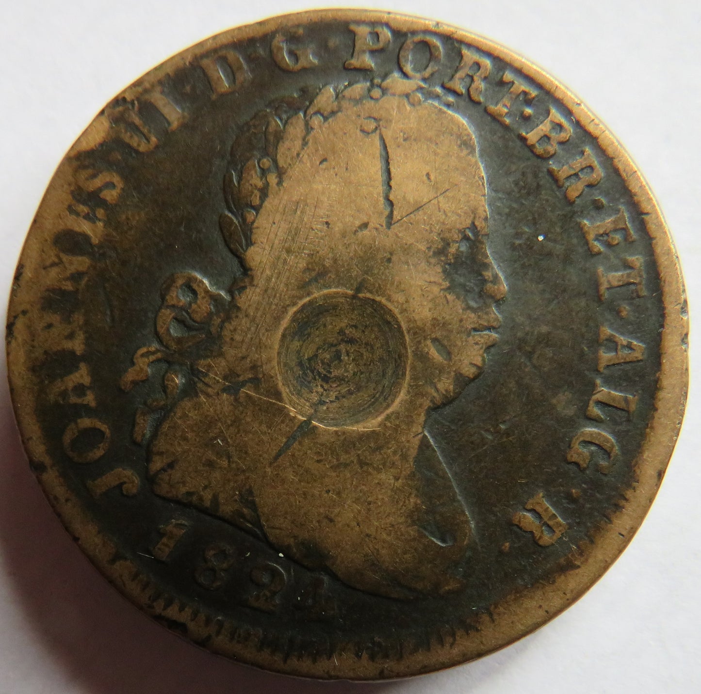 1824 Portugal 40 Reis Coin