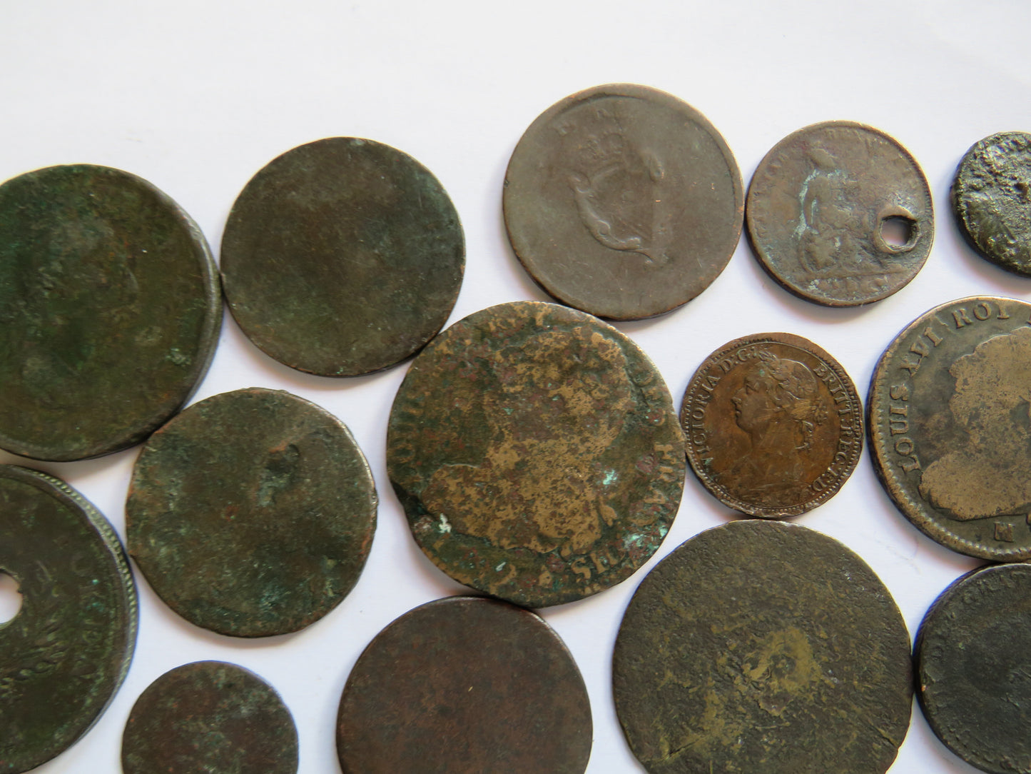 Small Interesting Lot of Old Coins Inc Georgian, Scottish Coppers etc