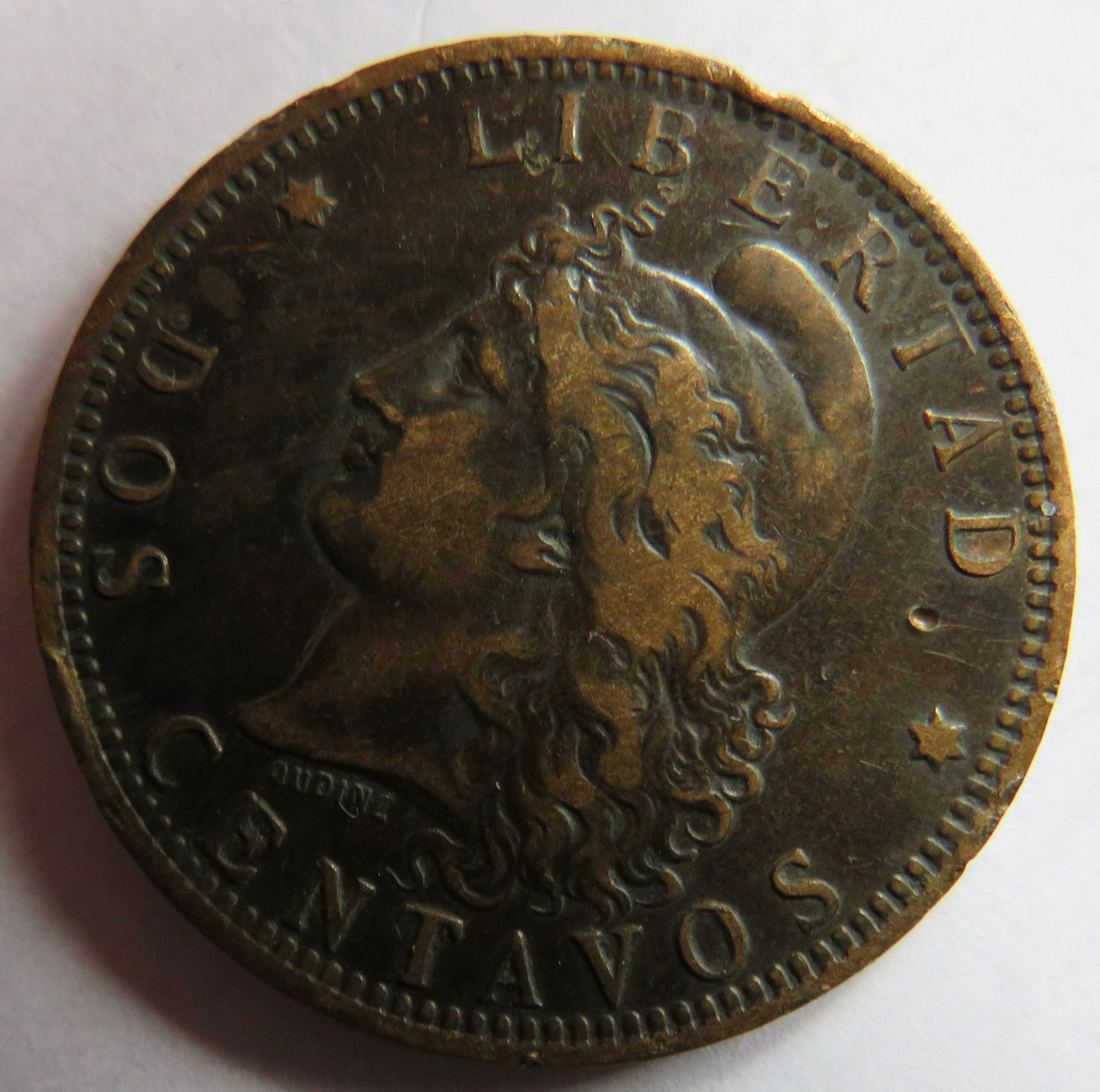 1891 Argentina 2 Centavos Coin