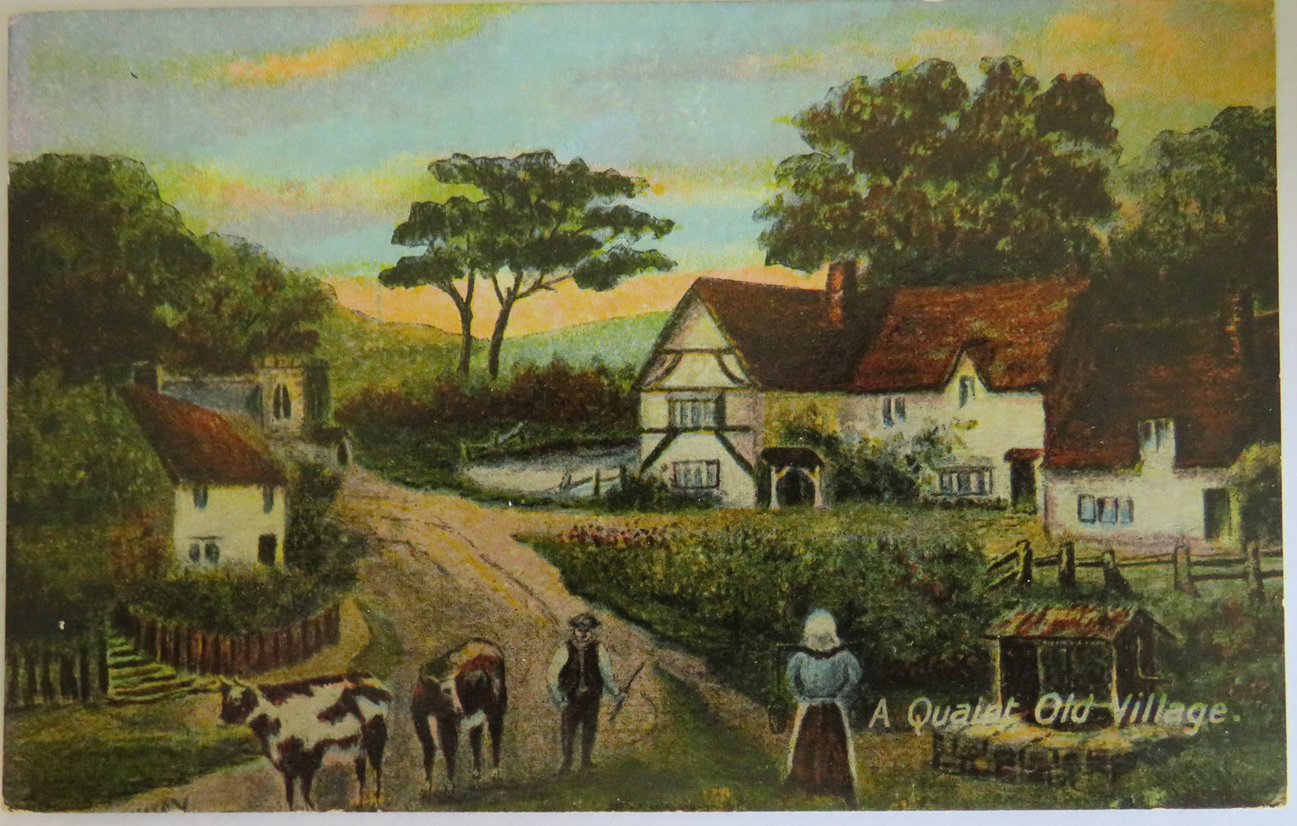 Vintage Postcard Of A Quaint Old Village