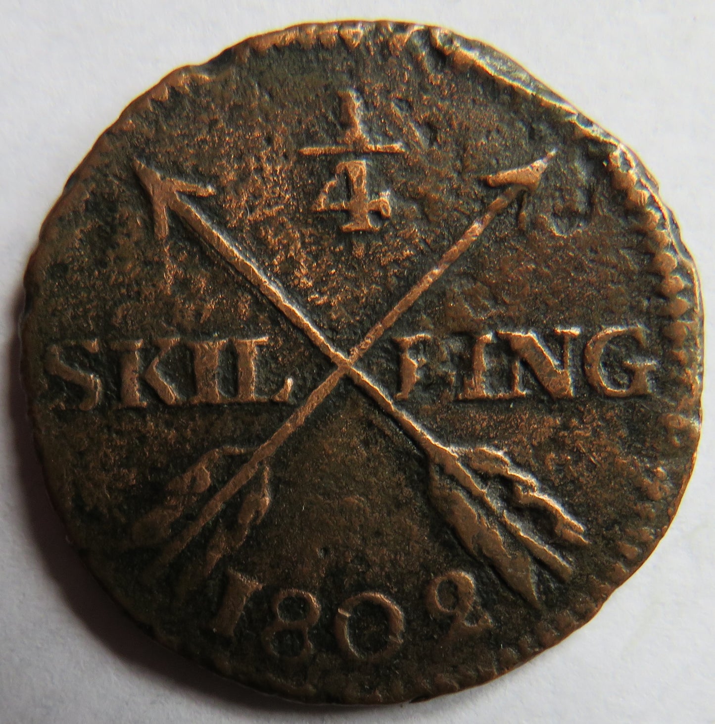 1802 Sweden 1/4 Skilling Coin