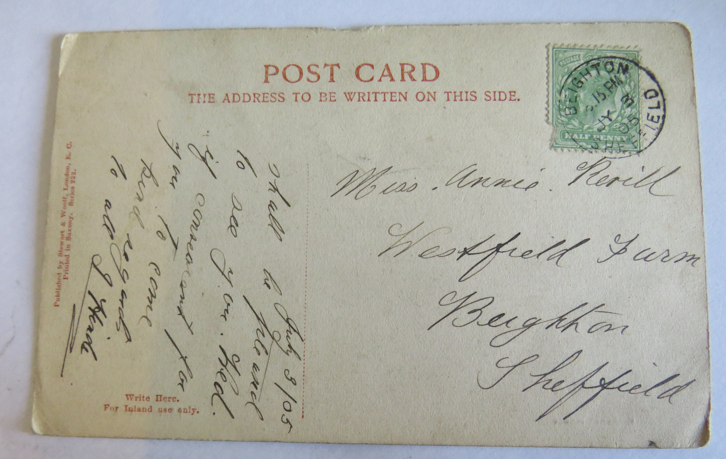 Vintage Postcard Of Bishops House, Meersbrook 1905