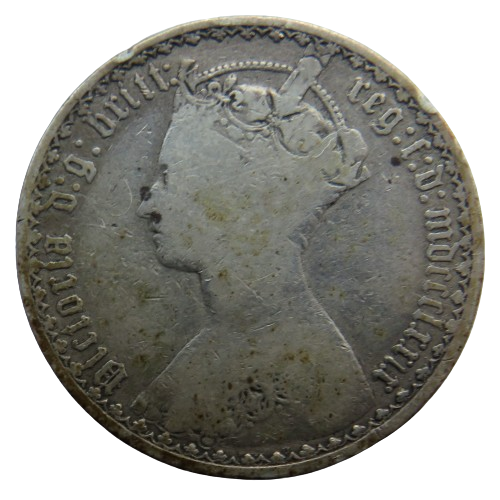 1879 Queen Victoria Silver Gothic Florin Coin - Great Britain