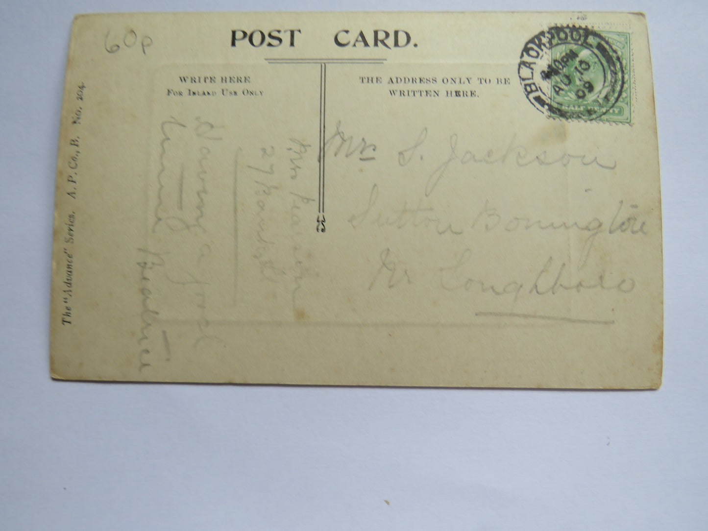 Vintage Postcard of Promenade S. S. Blackpool, 1909