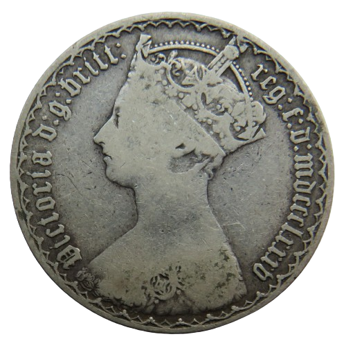 1885 Queen Victoria Silver Gothic Florin Coin - Great Britain