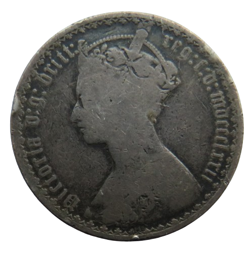 1872 Queen Victoria Silver Gothic Florin Coin - Great Britain