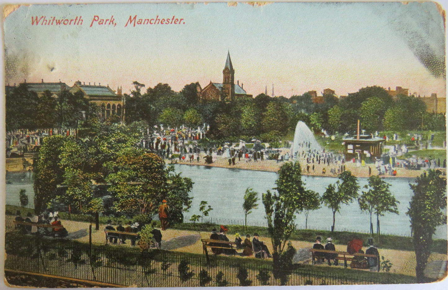 Vintage Postcard Of Whitworth Park, Manchester 1907