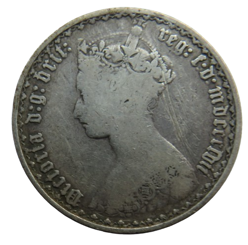 1857 Queen Victoria Silver Gothic Florin Coin - Great Britain
