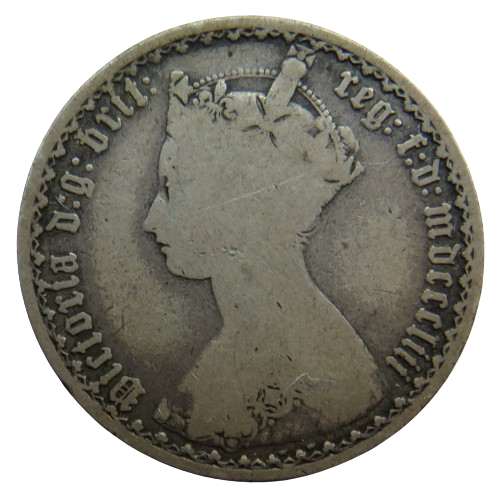 1853 Queen Victoria Silver Gothic Florin Coin - Great Britain