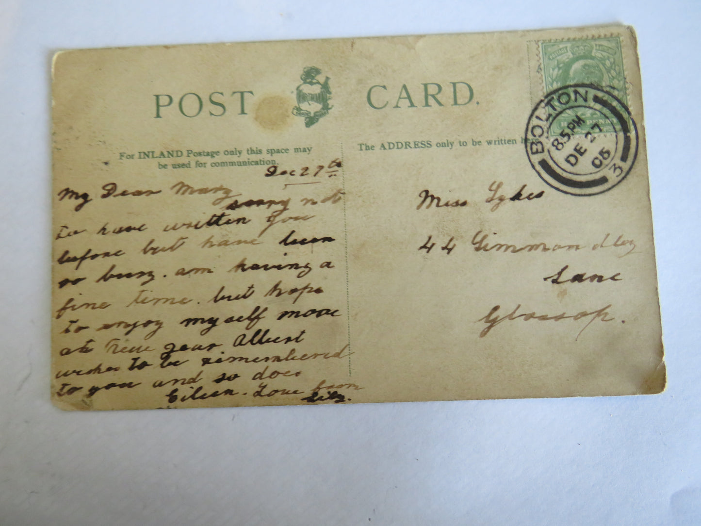 Vintage Postcard Of Smithills Hall, Near Bolton 1905