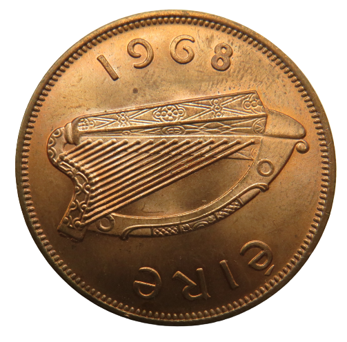 1968 Ireland Eire One Penny Coin Unc