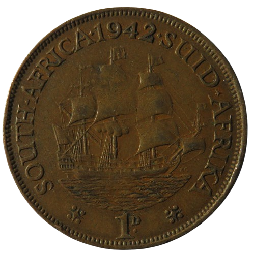 1942 King George VI South Africa One Penny Coin