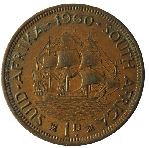 1960 Queen Elizabeth II South Africa One Penny Coin