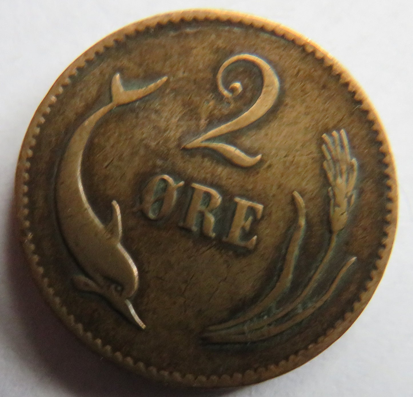1874 Denmark 2 Ore Coin