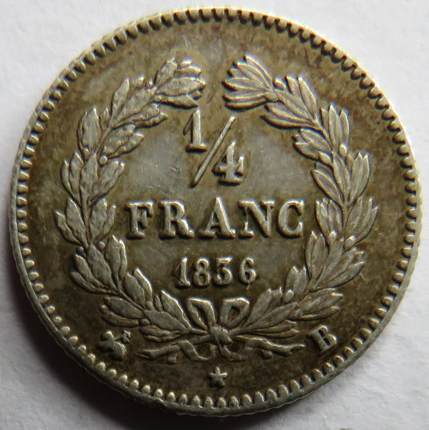 1836-B Louis-Philippe France Silver 1/4 Franc Coin