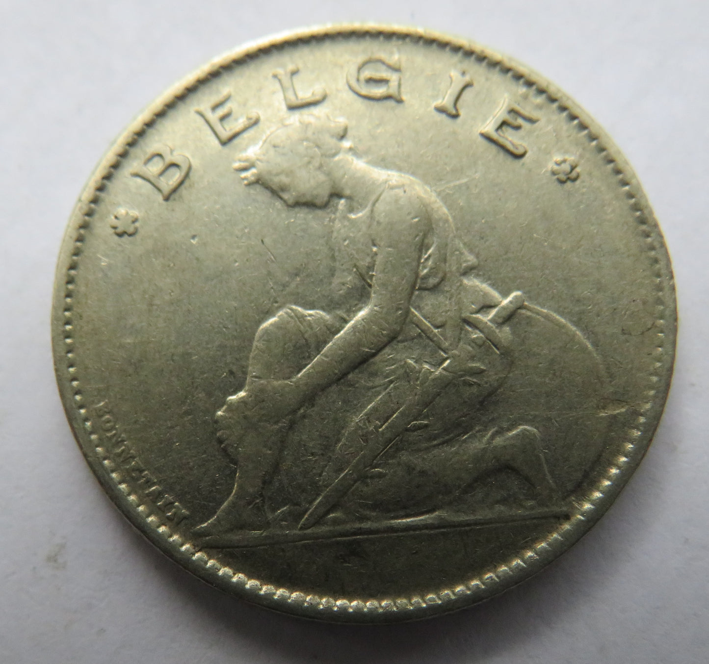 1922 Belgium One Franc Coin