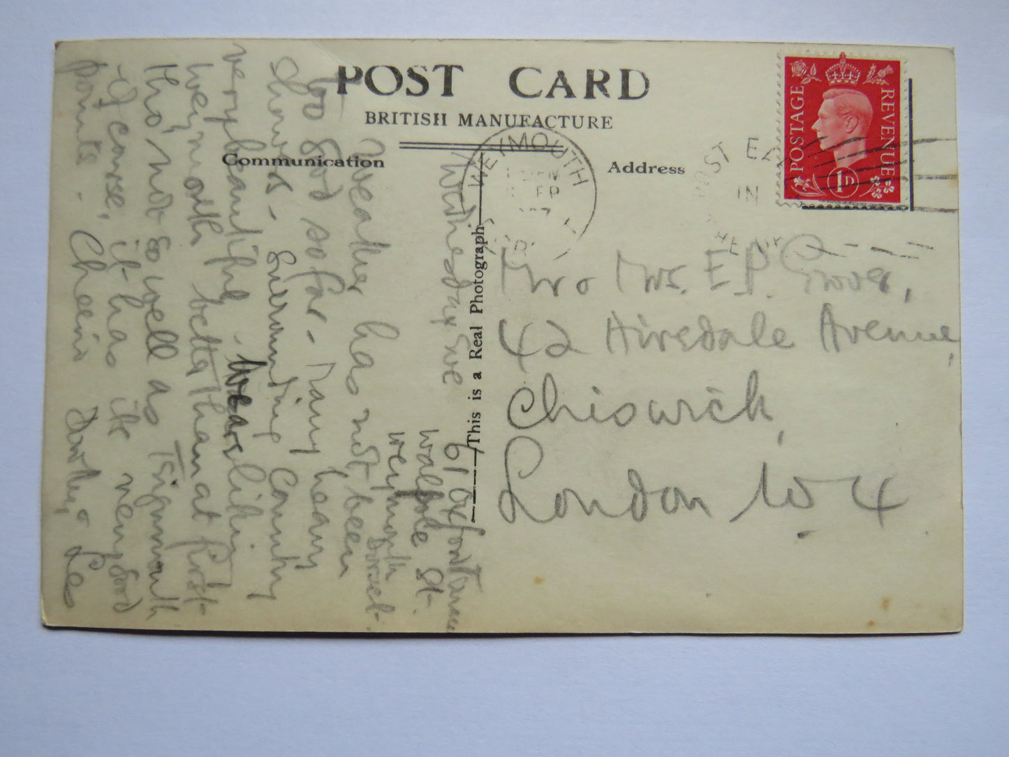 Vintage Postcard of Springhead, near Weymouth