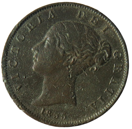 1855 Queen Victoria Young Head Halfpenny Coin - Great Britain