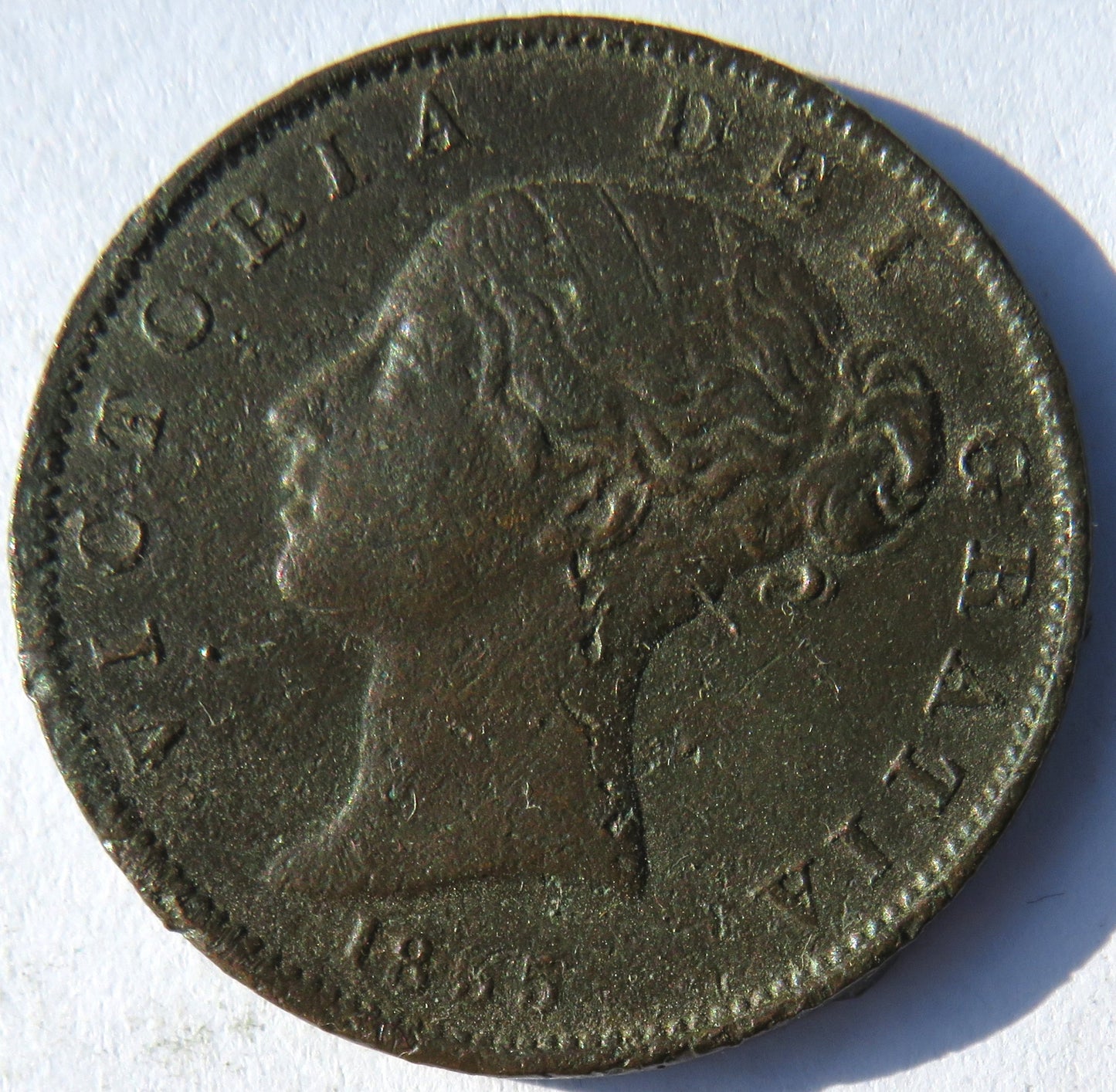 1855 Queen Victoria Young Head Halfpenny Coin - Great Britain