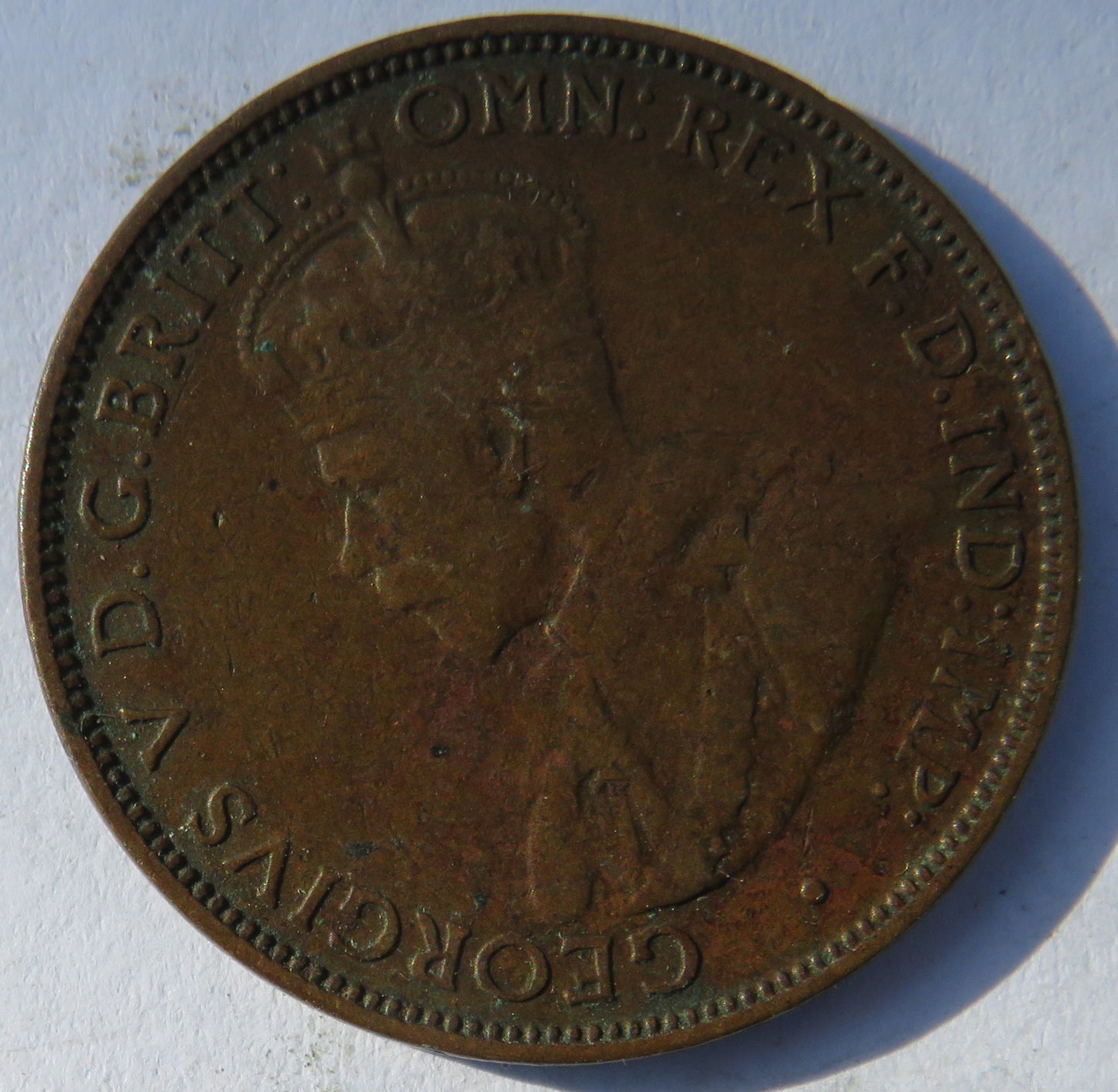 1917-I King George V Australia Halfpenny Coin
